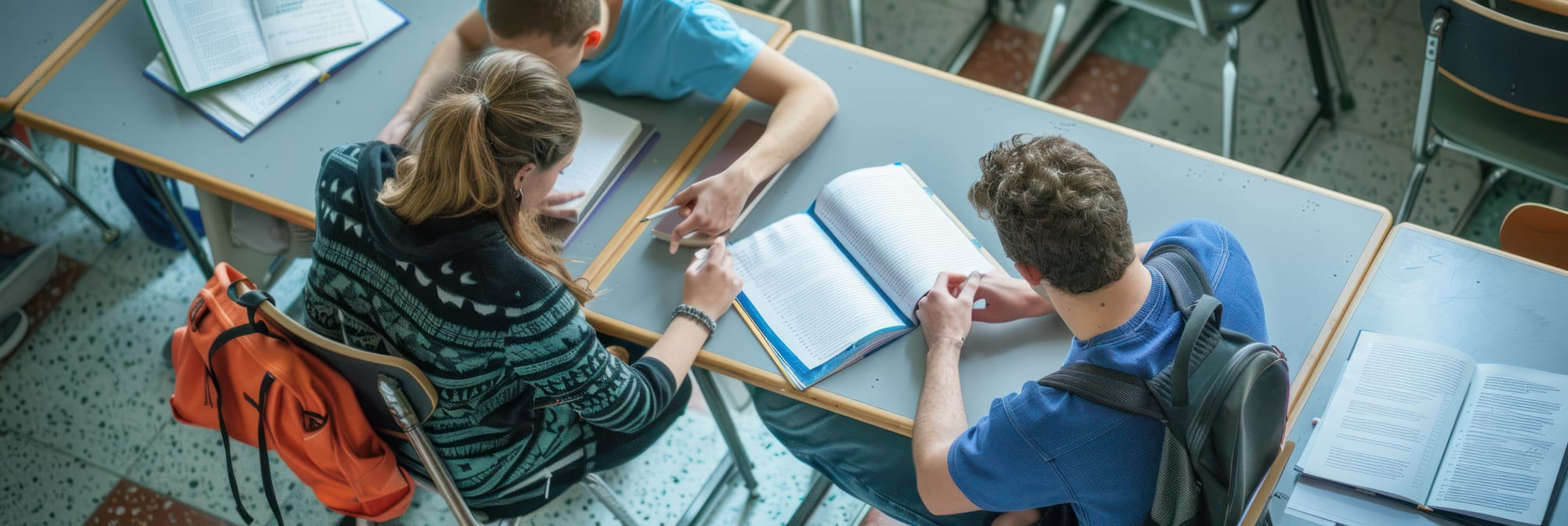 Students studying together at a desk
